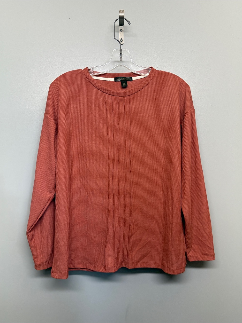 Banana Republic Rust Long-Sleeve Waffle Knit Pullover